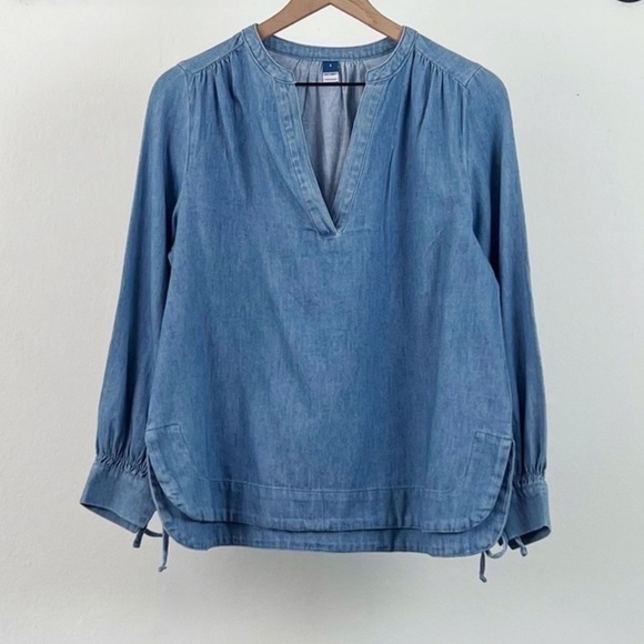 OLD NAVY Puff Sleeve Jeans Denim Blouse Top Boho style Size XXL - Picture 10 of 12